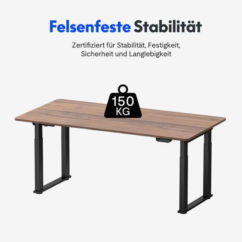SANODESK Elektrisch Höhenverstellbares Tischgestell – Dualmotor, 2-stufig, 700-1190 Mm, 100 Kg Tragkraft, 4 Memory, Kollisionsschutz, Schwarz
