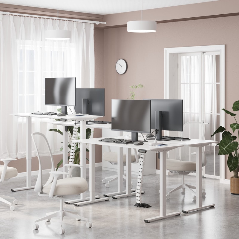 JUMMICO Escritorio Elevable Eléctrico con Cargador USB, Escritorio Regulable en Altura Ergonomica Escritorio de pie Ajustable Smart Panel con Funciones de Memoria, Standing Desk 140 x 60 cm, Marron