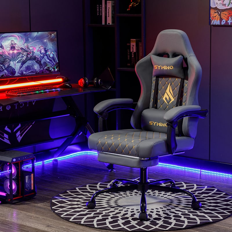 Chaise Gamer Ergonomique GTPLAYER – Dossier Large, Soutien Lombaire, Tissu Respirant, Inclinaison 165°, Charge 150 Kg (bleu)