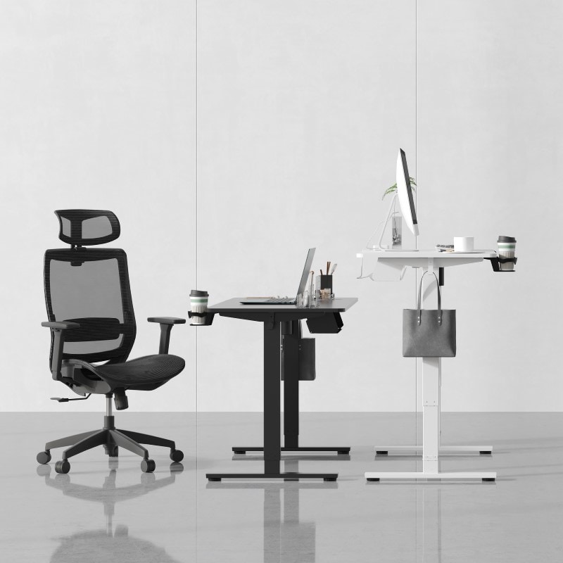 Scrivania manuale regolabile in altezza DESTINES Marrone chiaro/Bianco