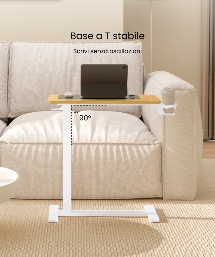 ZLXHFFH Tavolino regolabile a forma di C, girevole a 360°, regolabile in altezza, in legno, piccolo tavolino da divano, a forma di C, tavolino da salotto moderno per letto/vasca da bagno