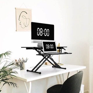 Convertitore Scrivania In Piedi Regolabile 80x50 Cm – Postazione Di Lavoro Stabile E Facile Da Usare, Colore Nero