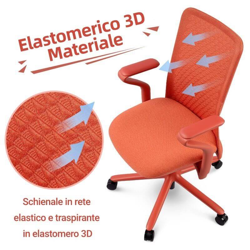 IZTOSS Sedia Da Ufficio Ergonomica – Con Braccioli Regolabili E Supporto Lombare, Traspirante, Nero/rossa, Peso Max 150 Kg