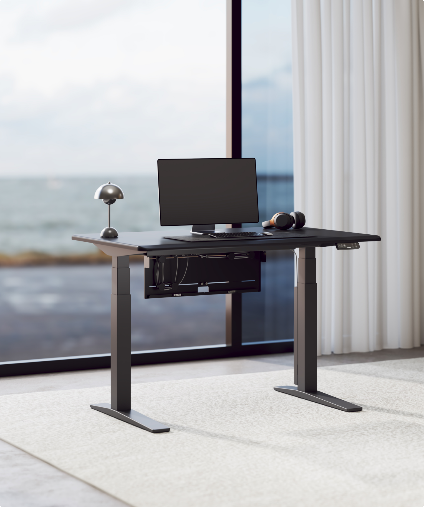 evafan2015　FLEXISPOT E7 Zestaw Biurka Stojącego E7 Flow z Systemem Zarządzania Kablami