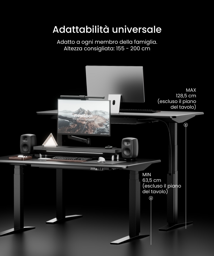 Set Scrivania Elettrica E7 Flow con Sistema di Gestione dei Cavi