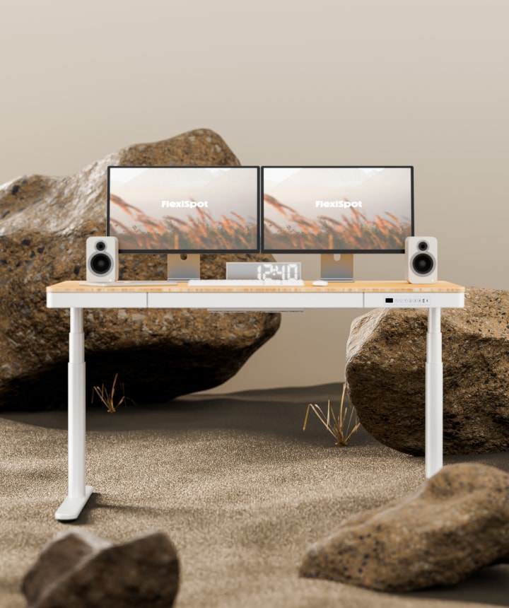 Height Adjustable Sit-Stand Bamboo Desk Q8 | FlexiSpot