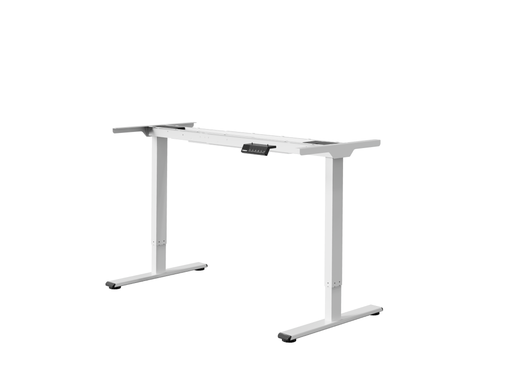 TIQLAB Scrivania elettrica regolabile in altezza, 110 x 50 cm, scrivania con pannello di giunzione, controller di memoria, telaio bianco e stazione di