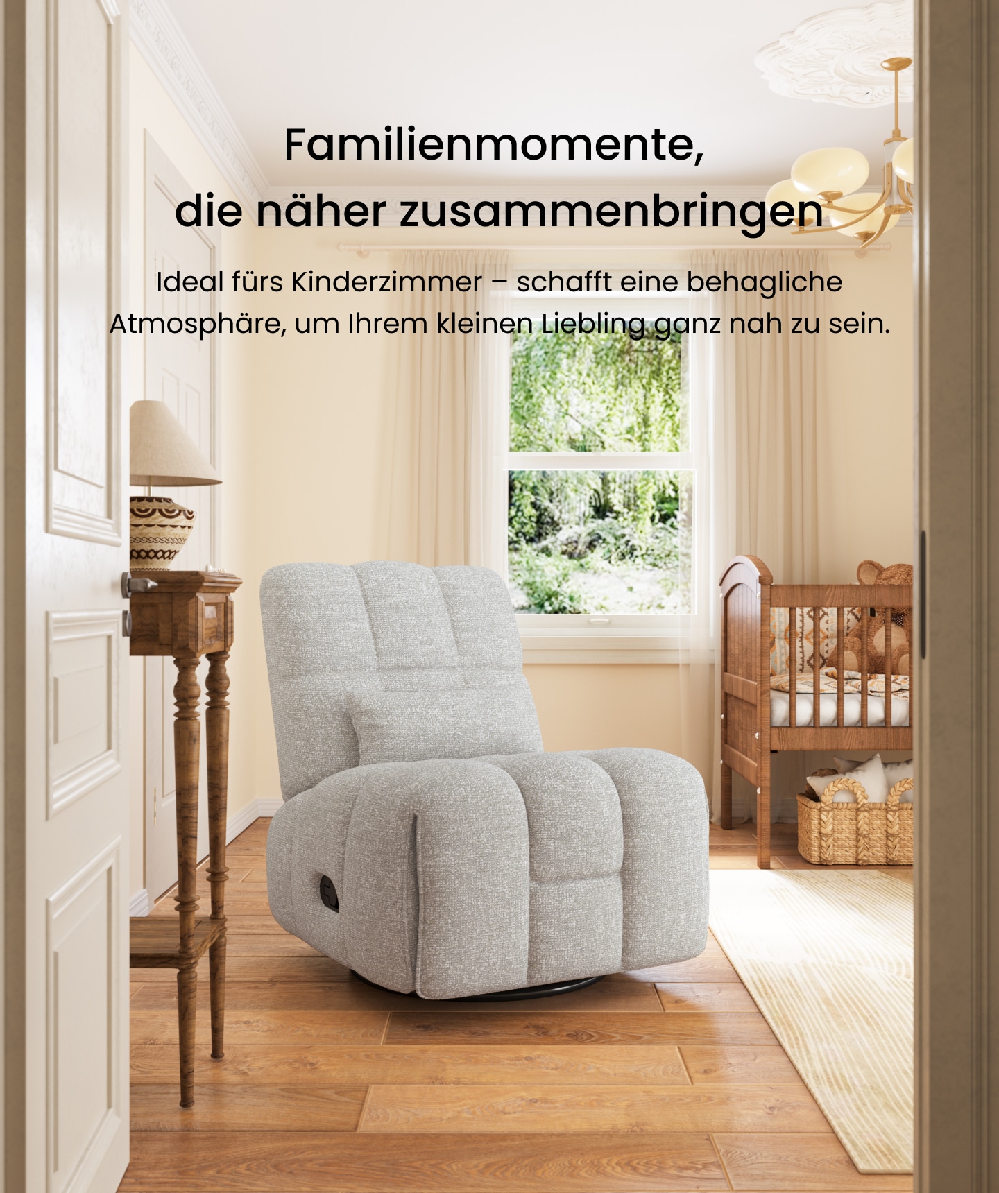 Dreh- und Wippsessel mit manueller Relaxfunktion für kleine Räume