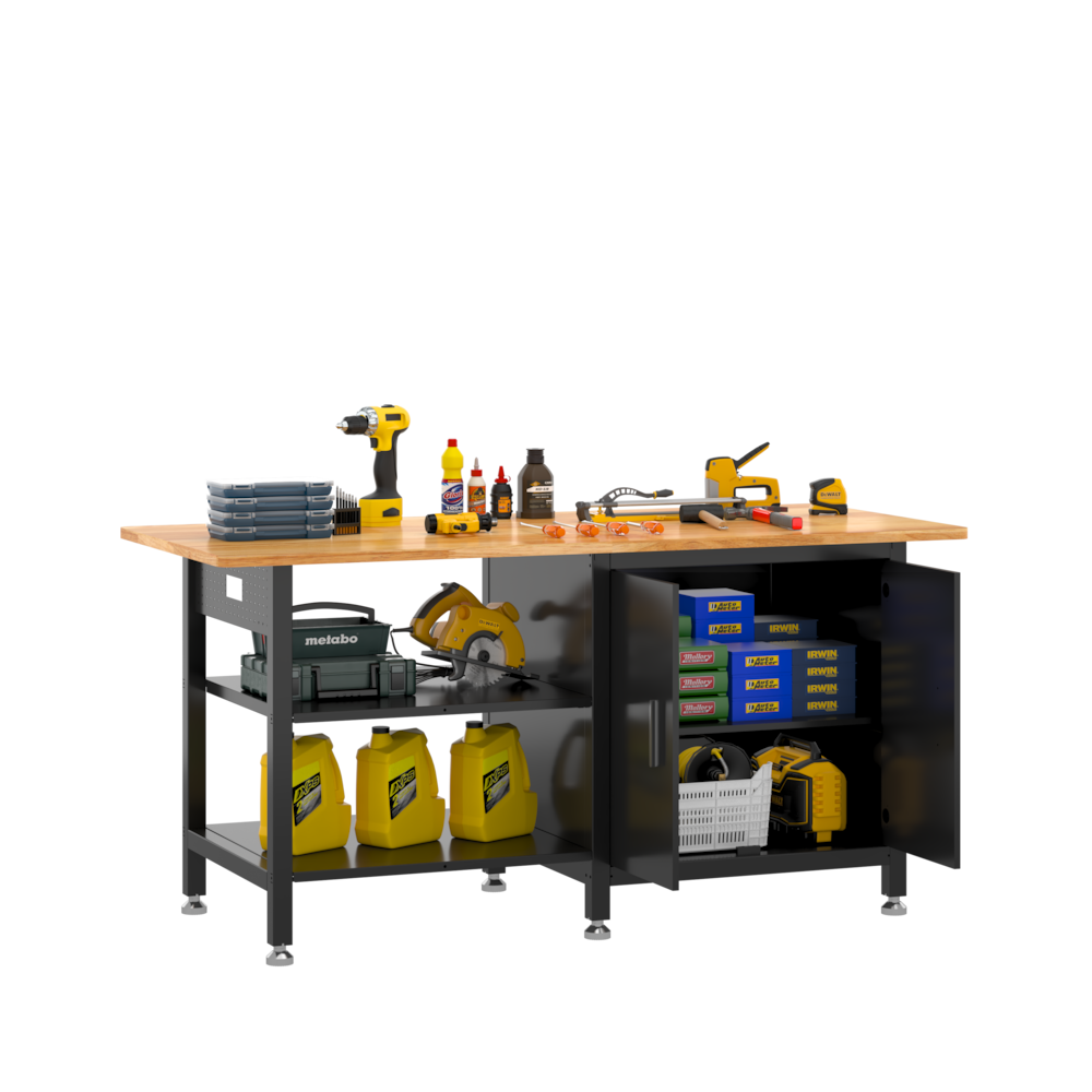 Schwerlast-Industrie-Werkbank mit Schrank_4Dock