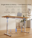 FlexiSpot standing desk E1, with height ranges 71-121cm.