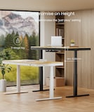 FlexiSpot 8-in-1-standing-desk-Q8, with black and white colours. It has diverse charging options and bambo desktop