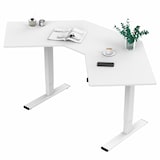 FlexiSpot corner standing desk EG1-L, with a 73-123cm height range.
